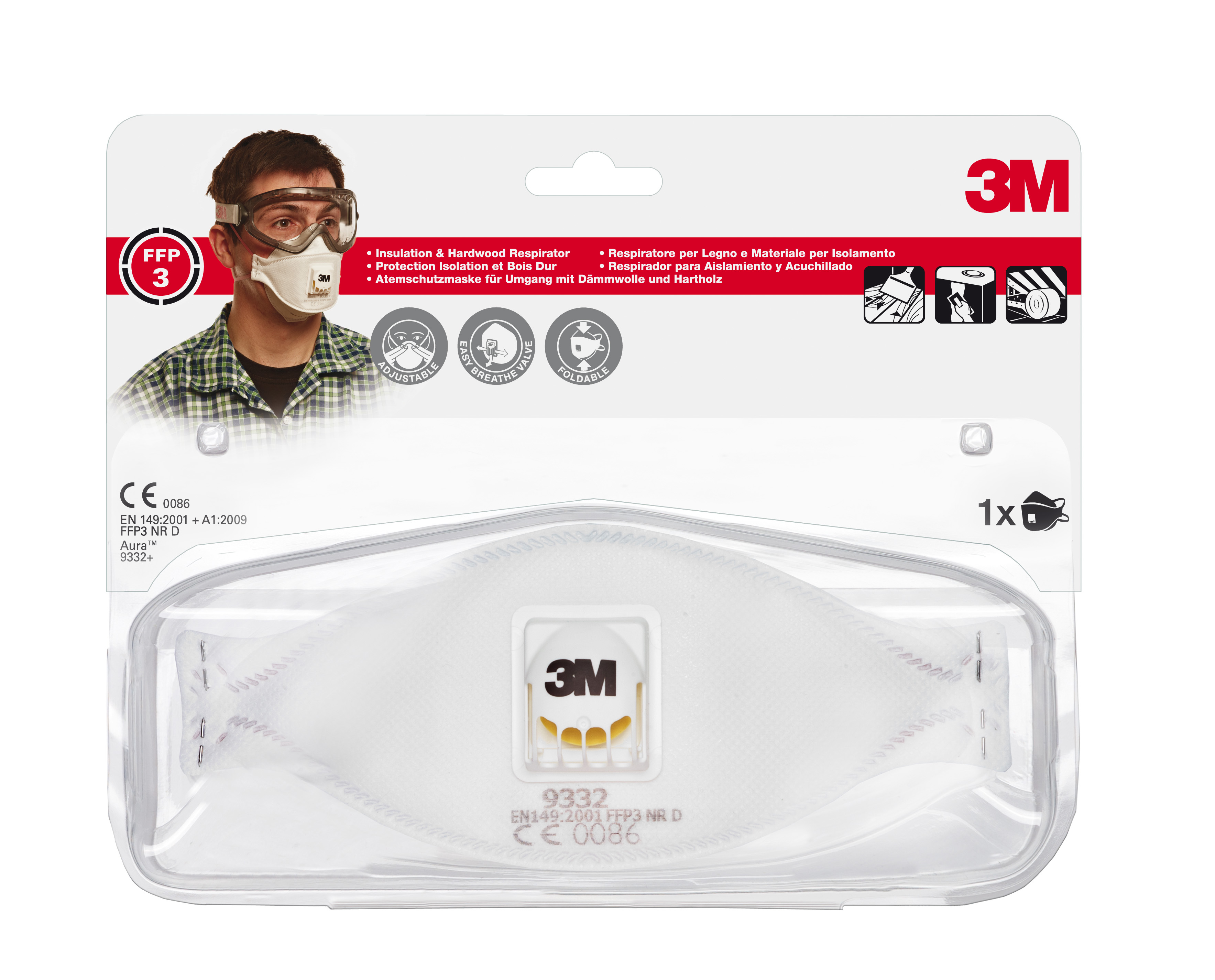 STØVMASKE 3M 9332PT  1STK